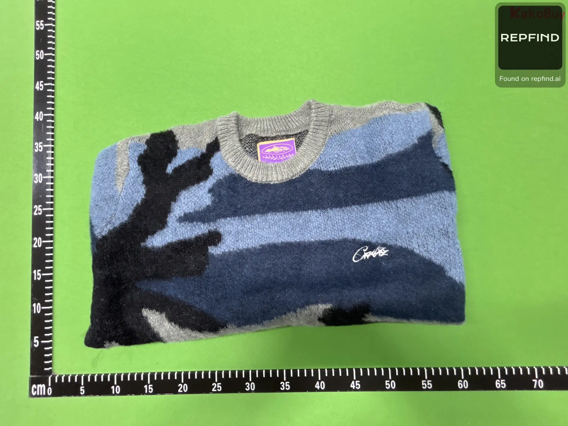 Blue Gray Camo Stripe Knit Sweater -2