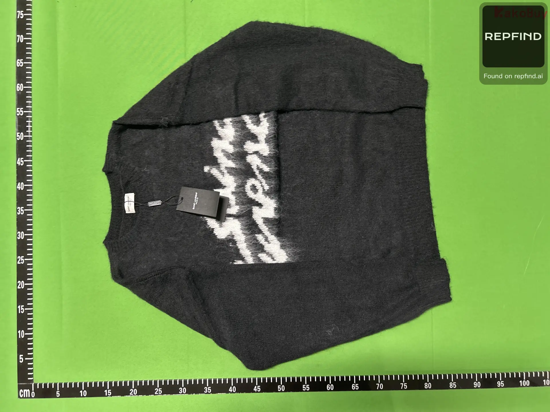 Black Letter Graphic Faux-Mink Knit Sweater -3