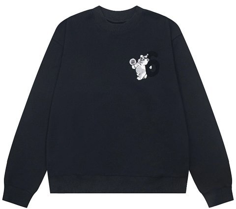 Black Cartoon Graphic Crewneck