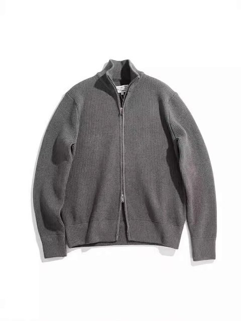 High-Neck Double-Zip Knit Cardigan