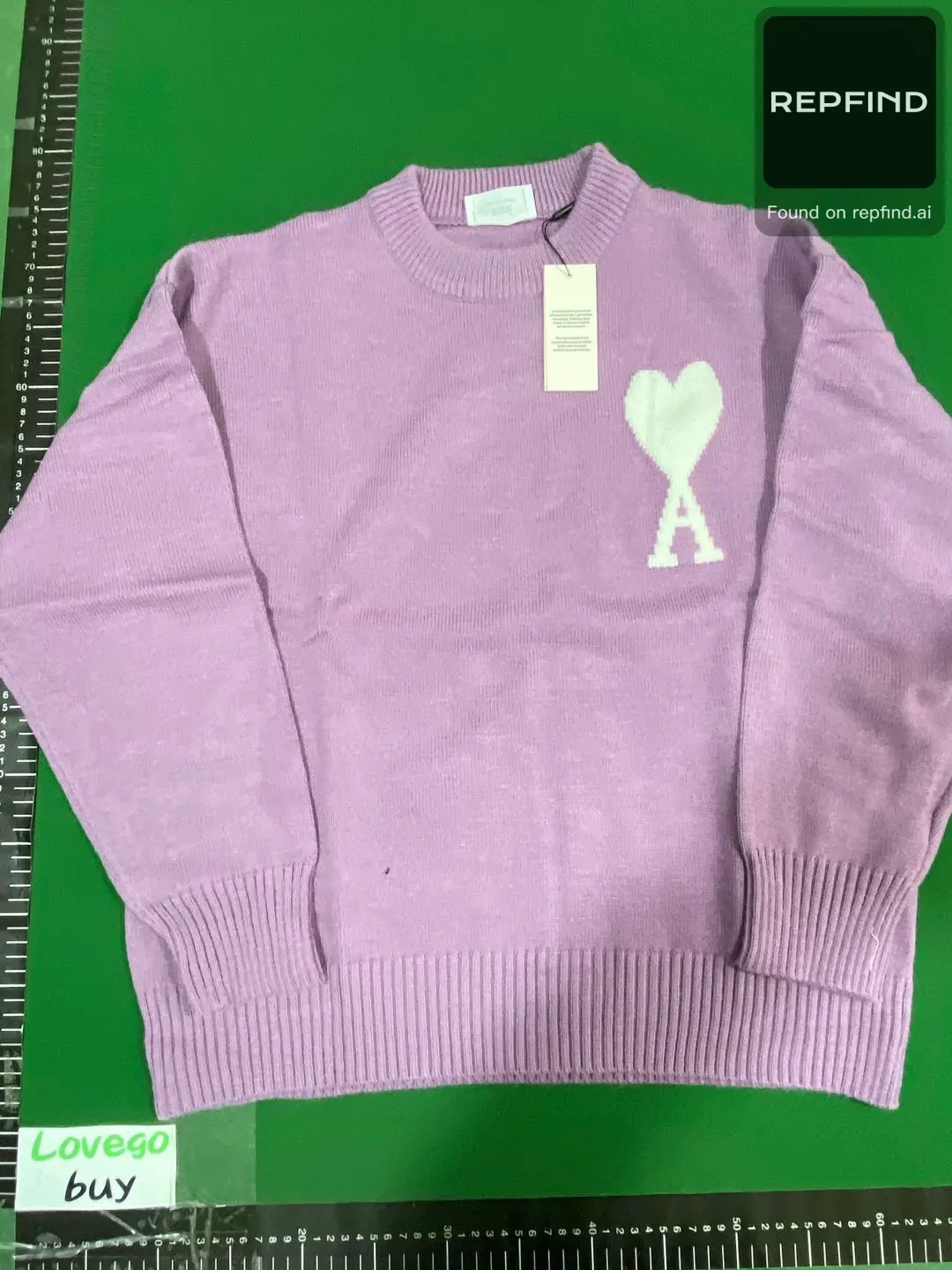 Heart Emblem Relaxed Crewneck Knit Sweater -3