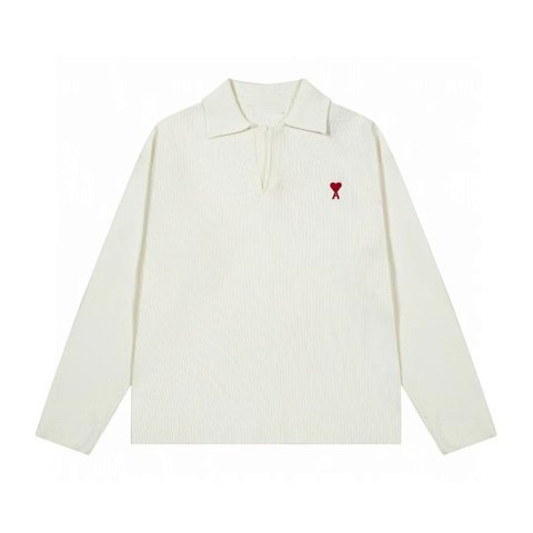 Heart Emblem Collared Knit Swe