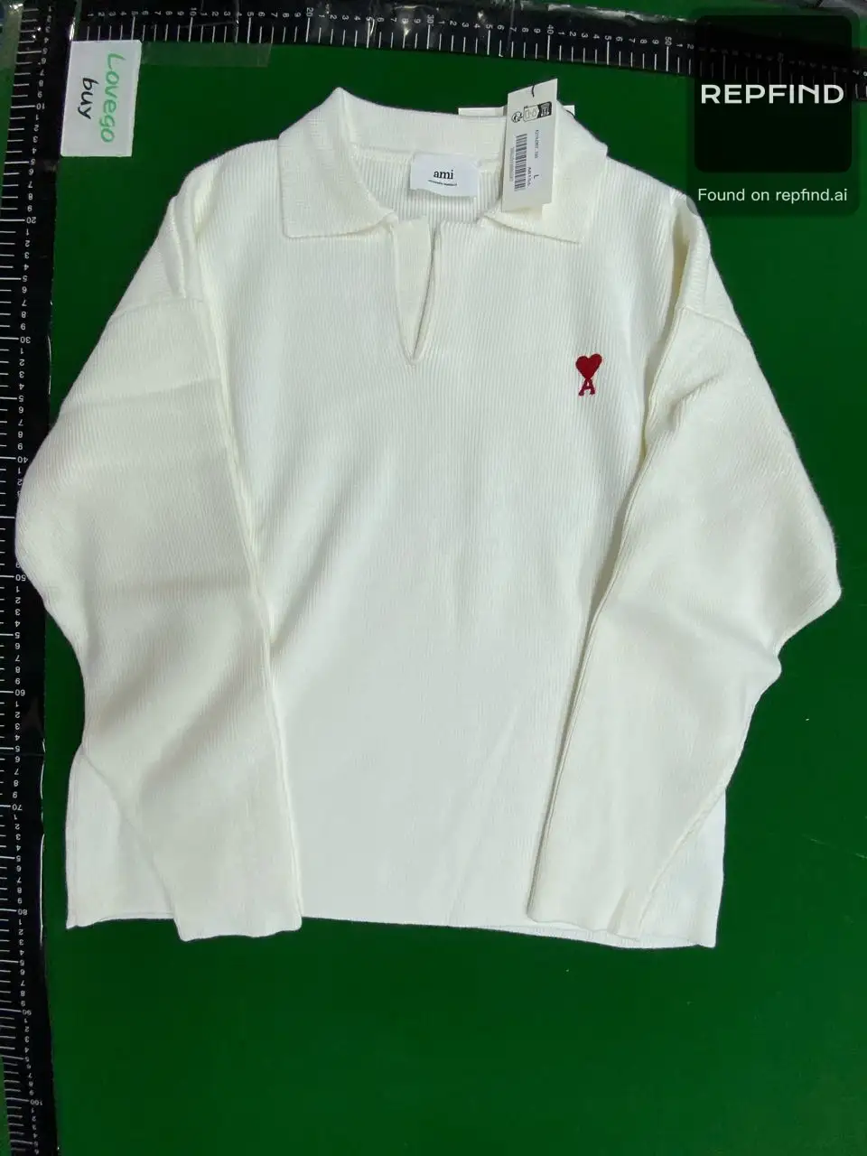 Heart Emblem Collared Knit Sweater -2