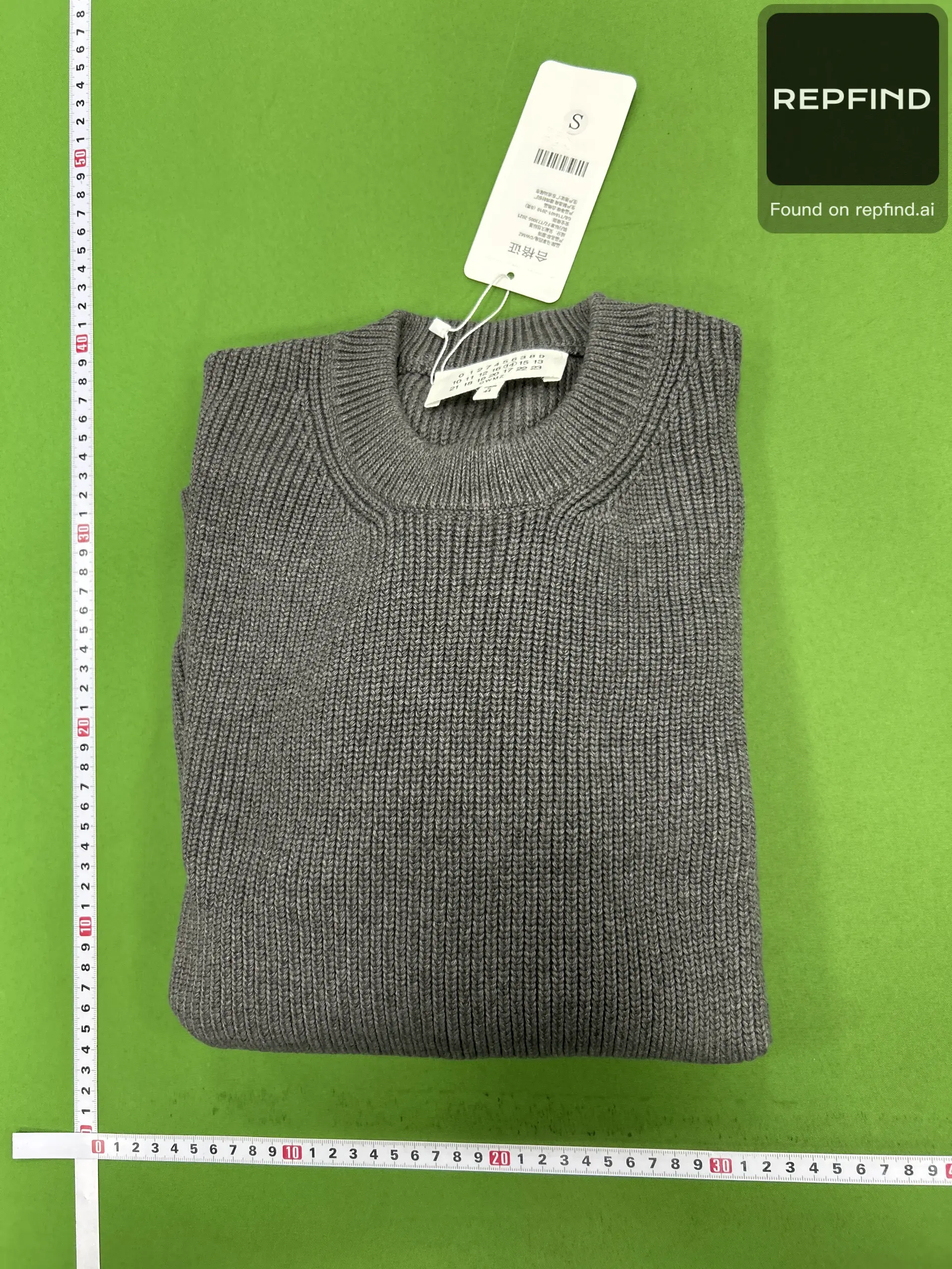Gray Four-Stitch Crewneck Knit Sweater -4