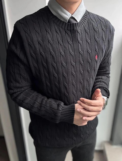 Pony Embroidered Cable-Knit Sw