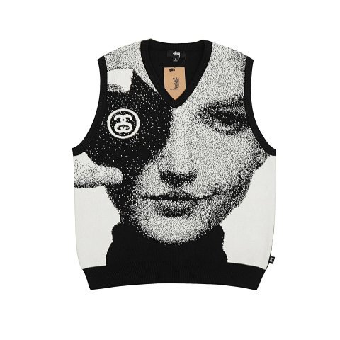 Face Graphic Knit Sweater Vest