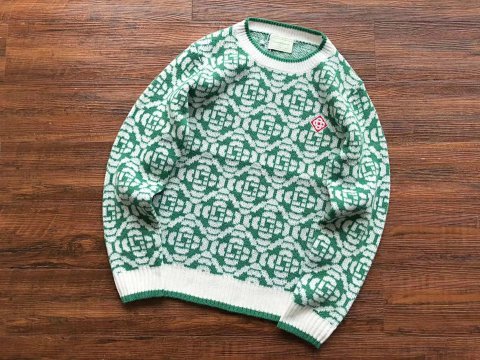 Green Jacquard Crewneck Knit S