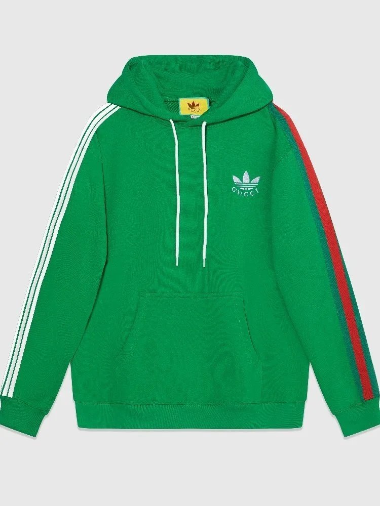 Green Striped Pullover Hoodie 