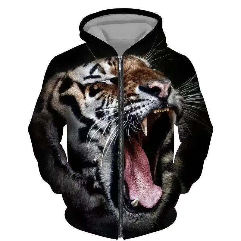 Tiger Graphic Zip-Up Hoodie