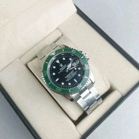 Green Bezel Steel Bracelet Wat