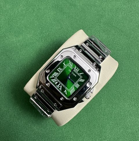 Green Dial Square Steel Bracel