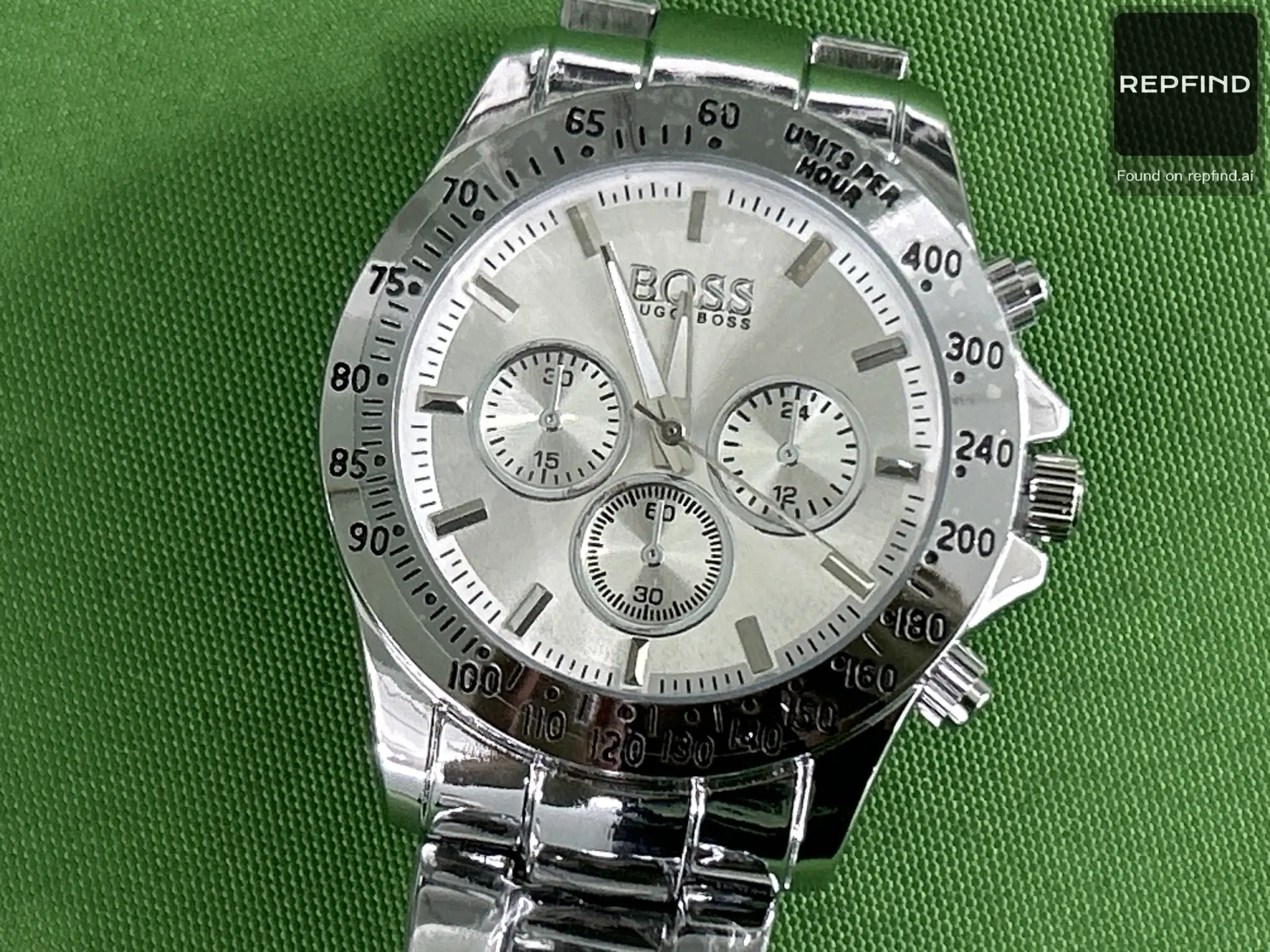 Three-Dial Steel Bracelet Chronograph Watch -4