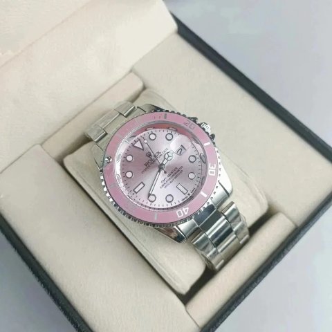 Pink Dial Steel Bracelet Watch