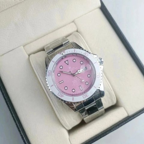 Pink Dial Steel Bracelet Watch
