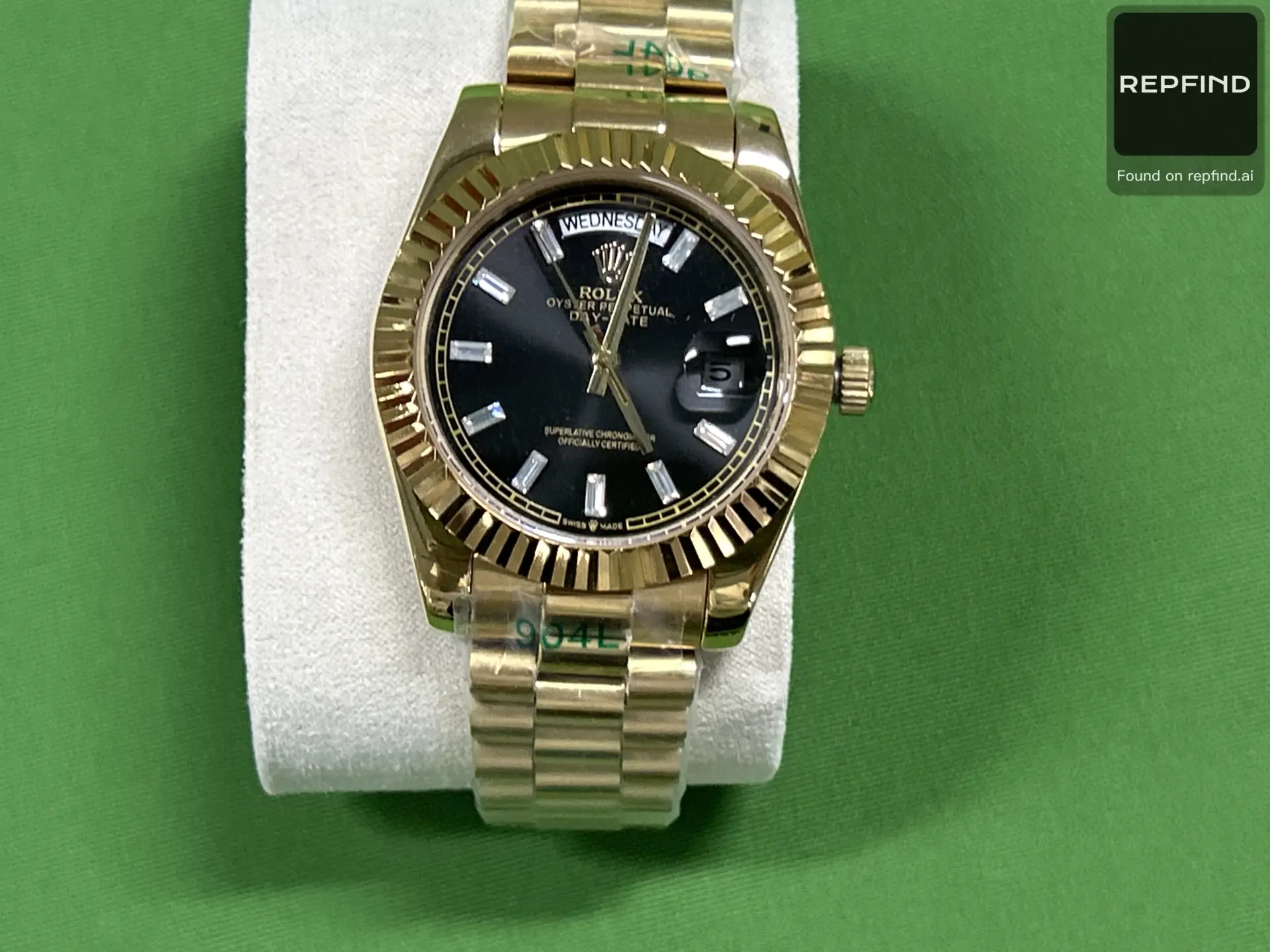 Gold Tone Black Dial Bracelet Watch -4