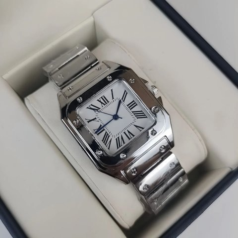 Square Roman Dial Steel Bracel