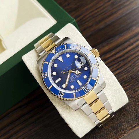 Blue Bezel Two Tone Bracelet W