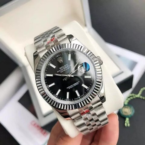 Black Dial Fluted Bezel Bracel