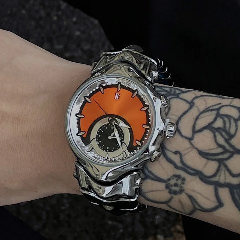 Orange Dial Sculpted Bracelet 