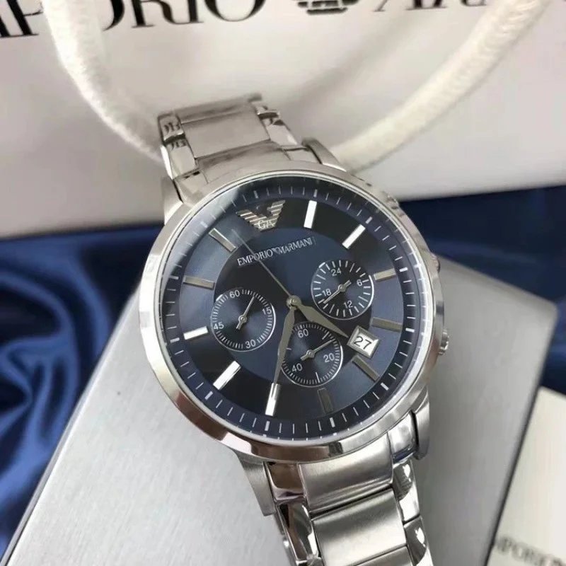 Navy Dial Steel Bracelet Chron