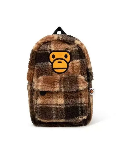 Plaid Plush Monkey Backpack -4
