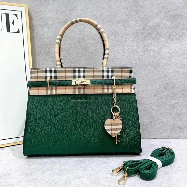 Plaid Trim Top Handle Bag 8030 -8