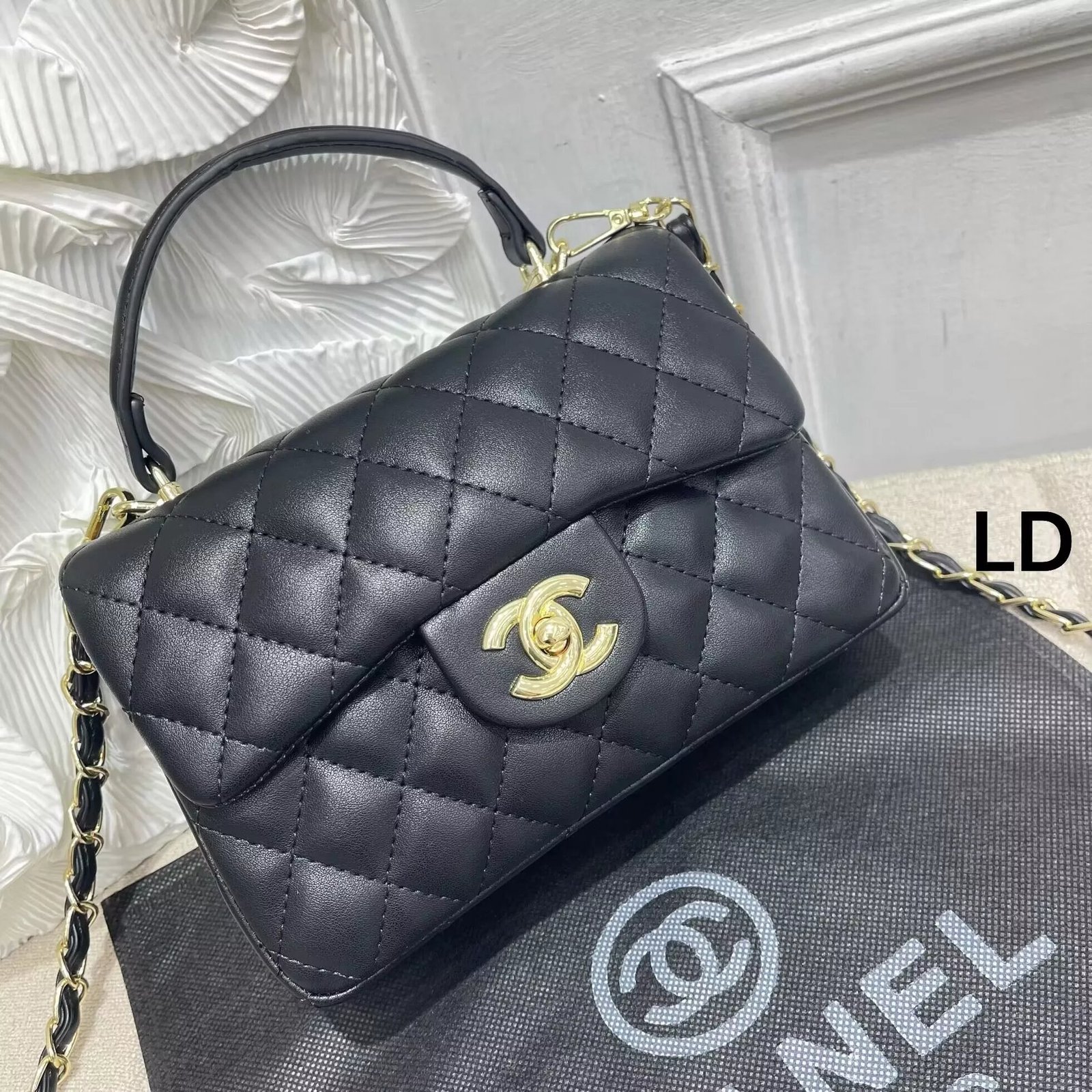 Quilted Top Handle Chain Bag 8