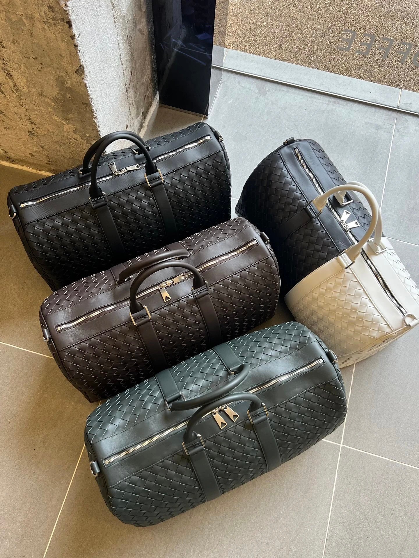 Woven Leather Travel Duffel Ba