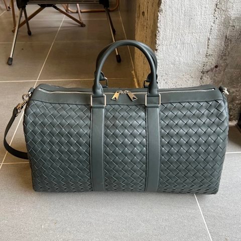 Woven Leather Travel Duffel Bag 650066 -5