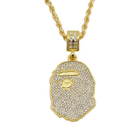 Crystal Ape Head Pendant Neckl