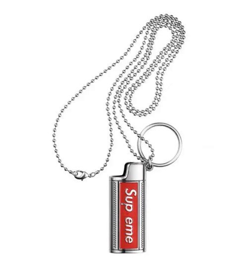 Red Logo Tag Necklace 48