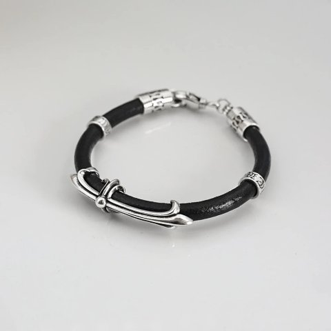 Black Cord and Metal Link Brac