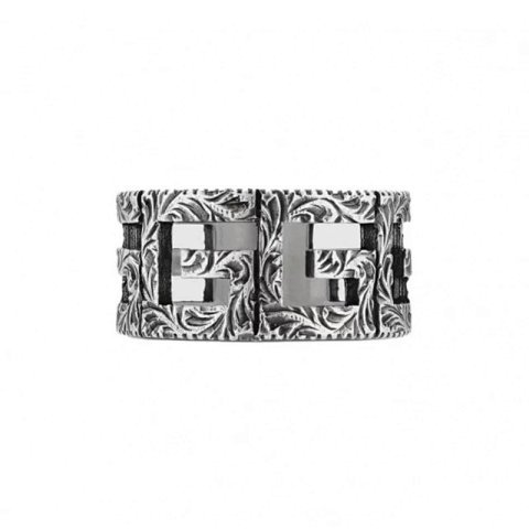 Engraved Floral Wide Band Ring