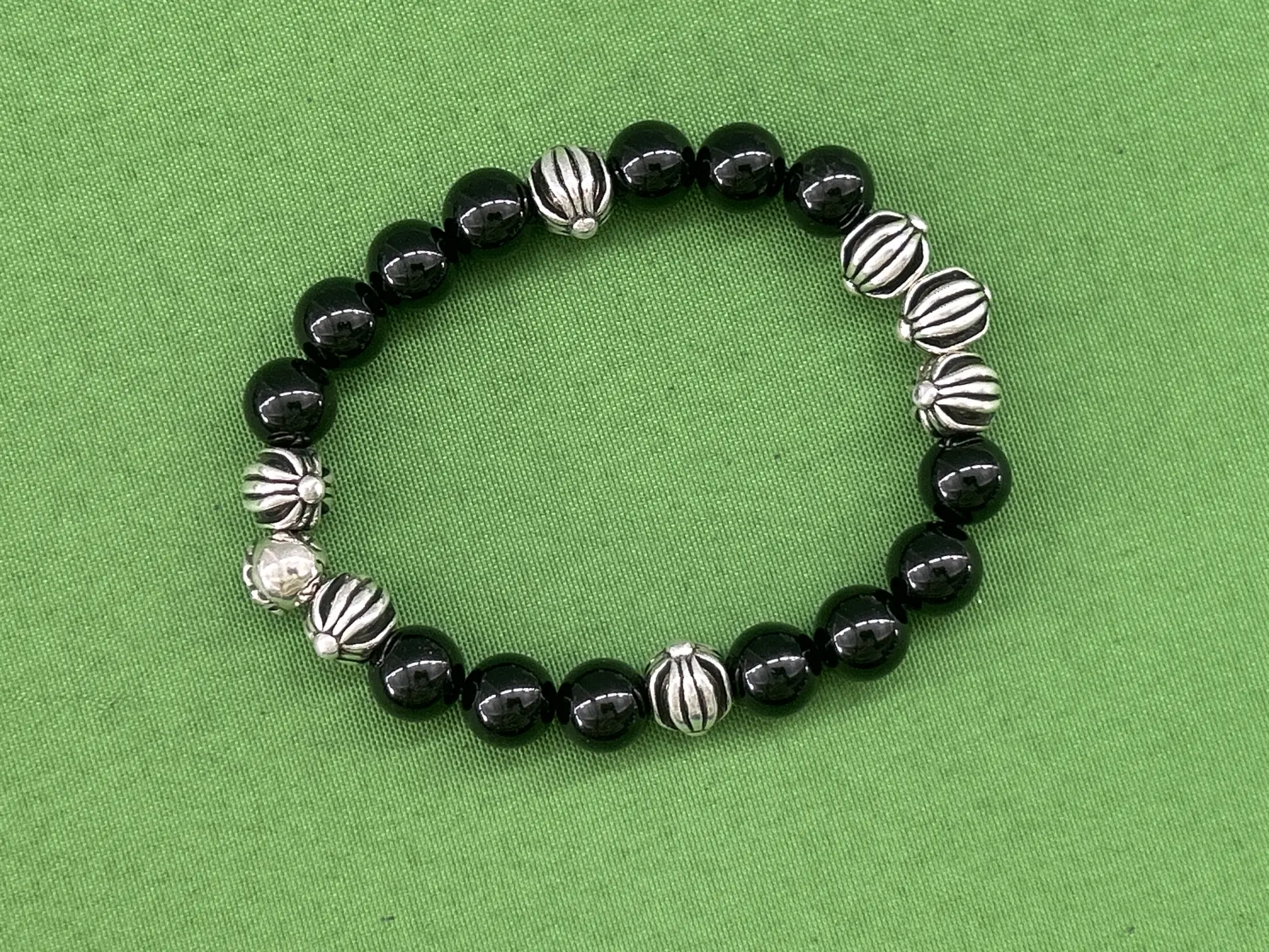 Black Bead and Cross Motif Bracelet -2