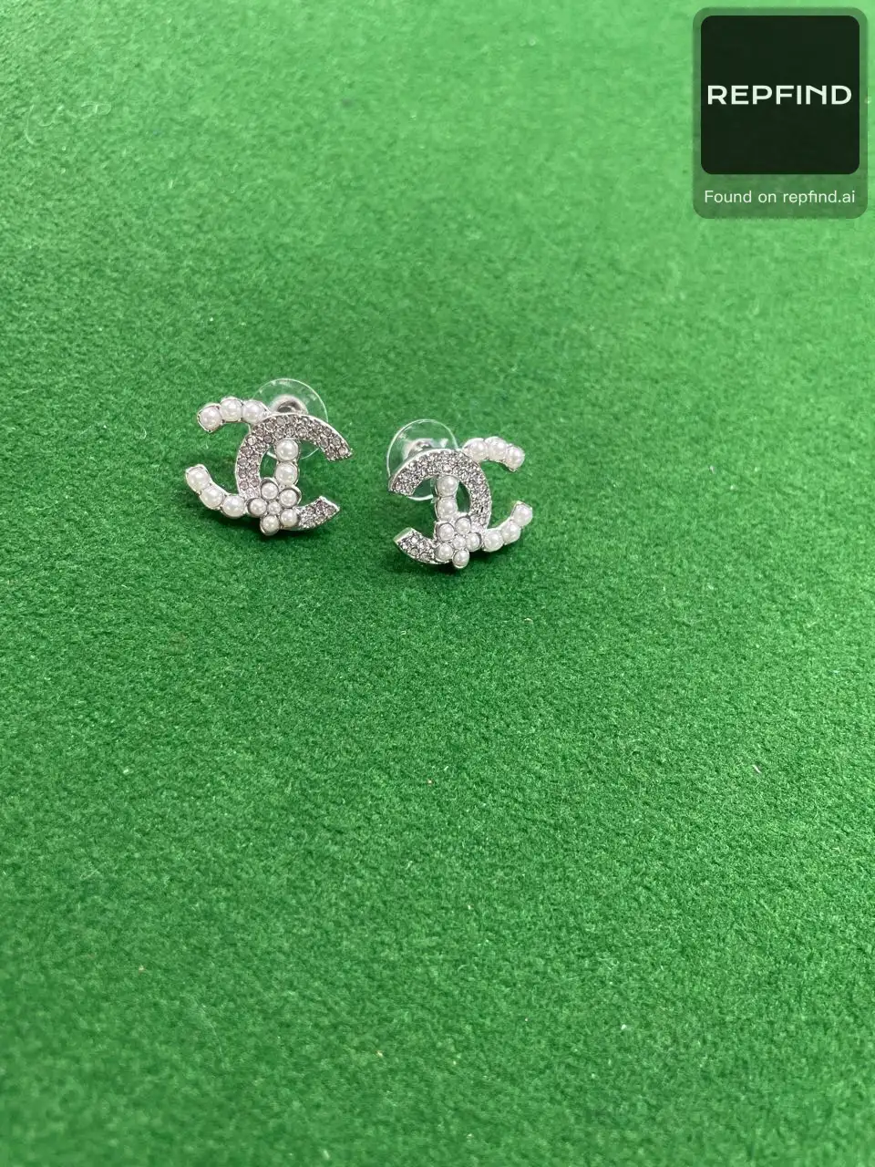Double-C Pearl-Effect Stud Earrings -2
