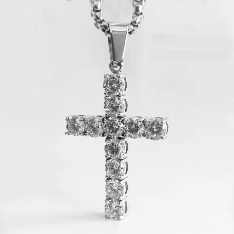 Stone-Set Cross Pendant Neckla