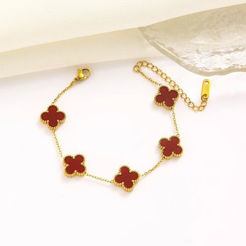 Red Four-Leaf Clover Bracelet