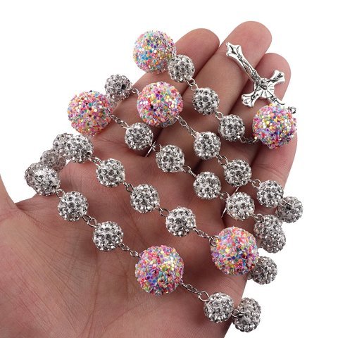 Sparkling Bead Rosary Necklace