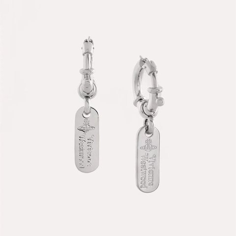 Engraved Tag Hoop Earrings - 0