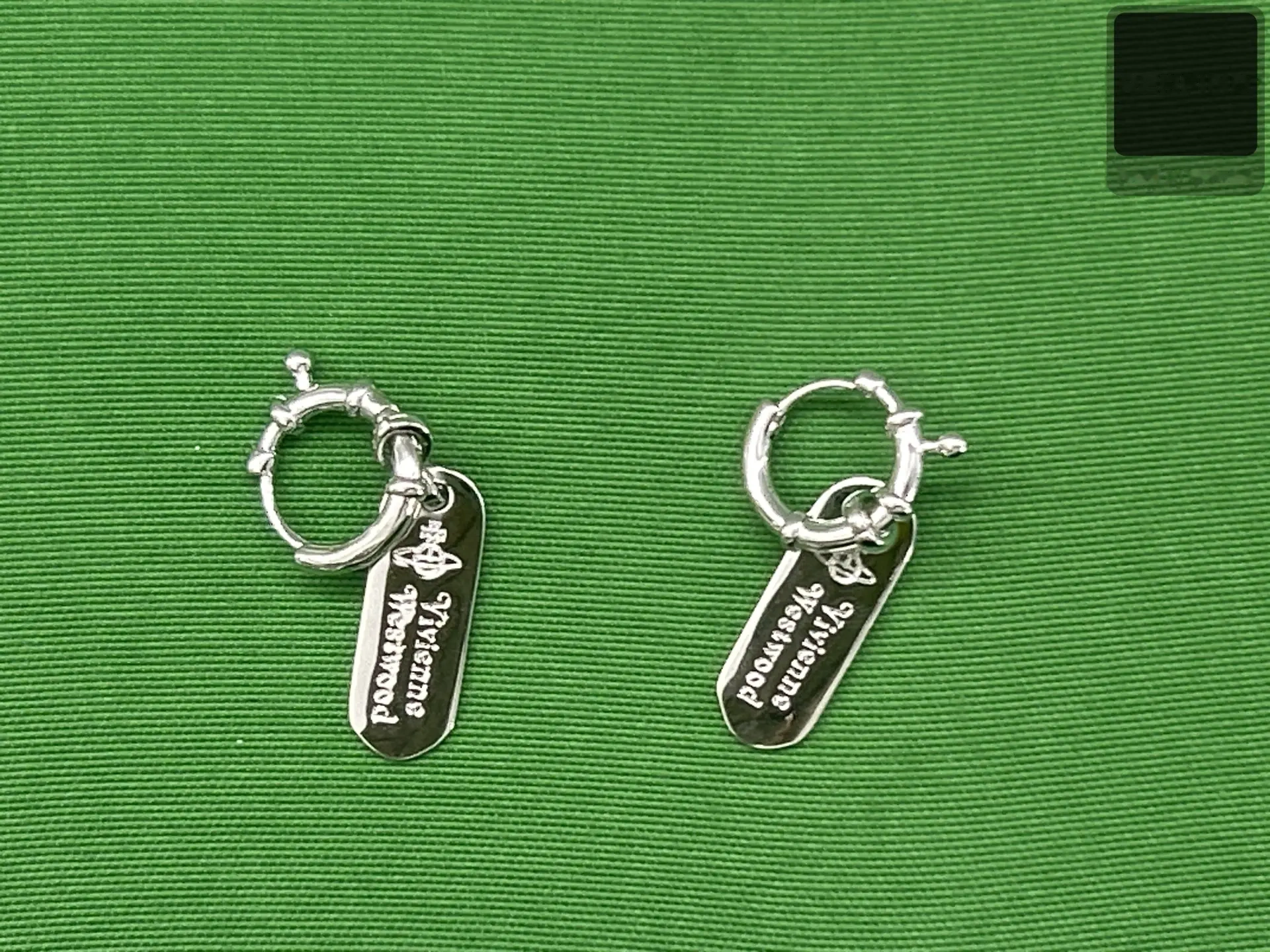 Engraved Tag Hoop Earrings - 010 -5
