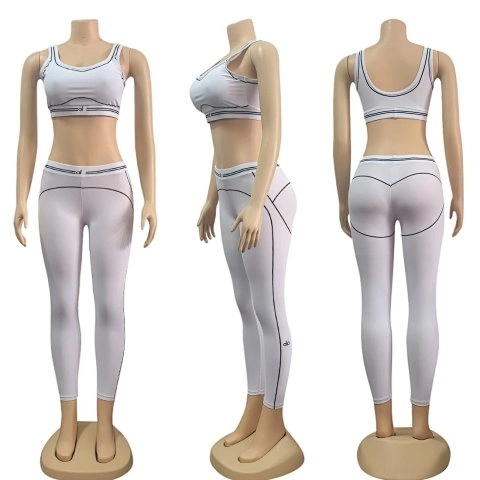 Contrast-Trim Sports Bra and L