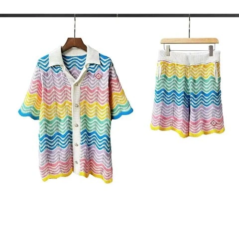 Knit Short-Sleeve Shirt and Sh