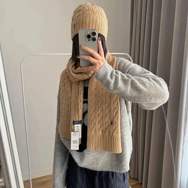 Knit Beanie and Scarf Set -2