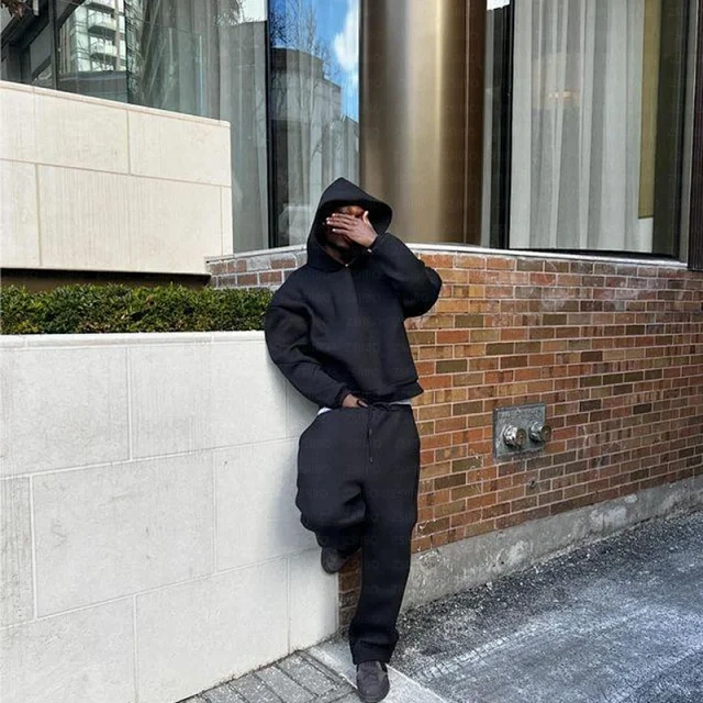 Plain Hoodie and Jogger Set - LJF24 -4
