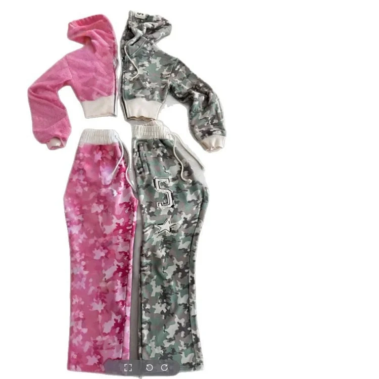 Floral Zip Hoodie and Trousers Set -4