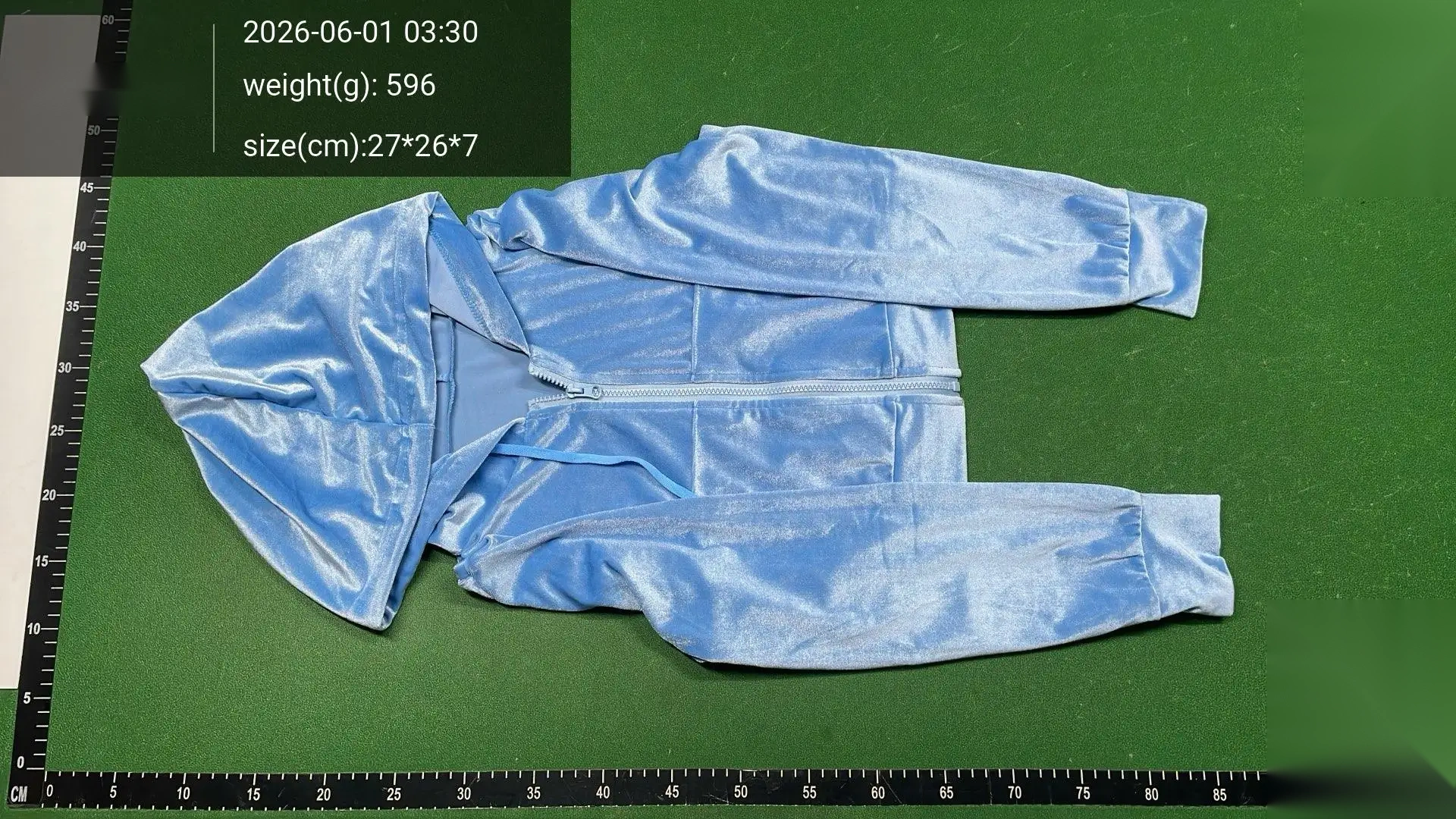 Velour Zip Hoodie and Flared Trousers Set -5