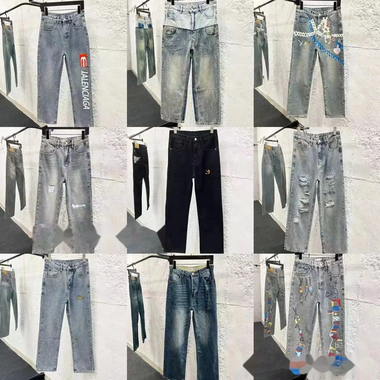 Distressed Straight-Leg Jeans 