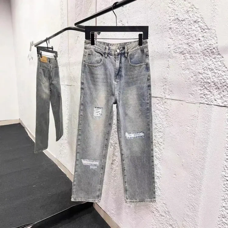 Distressed Straight-Leg Jeans Collection -4
