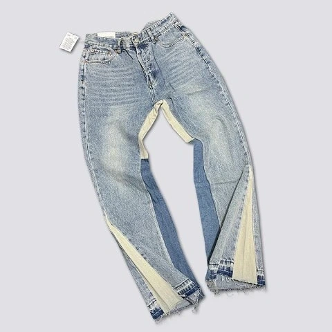 Contrast-Panel Flared Jeans