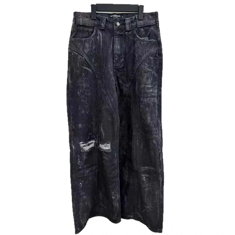 Coated Wide-Leg Jeans -5